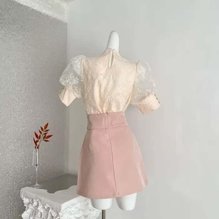 Jupe courte taille haute ajustée en dentelle pour femme Gentle Wind Heavy Industry