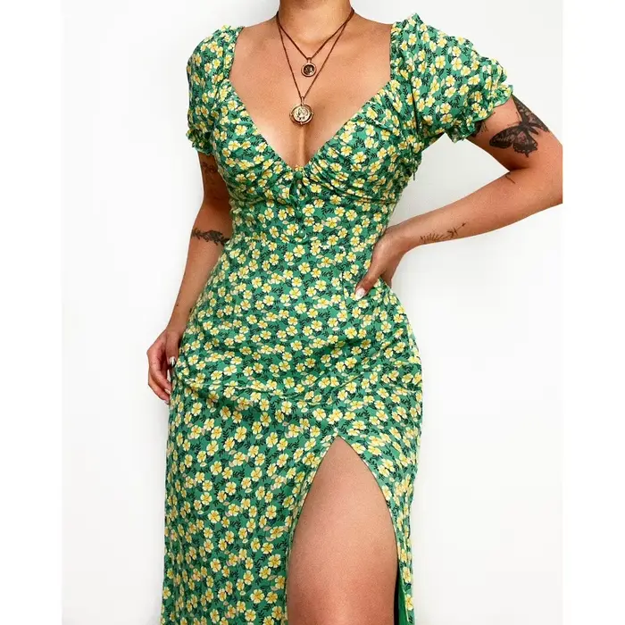 Robe midi à imprimé floral doux