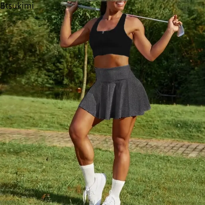 Nouvelle jupe de tennis taille haute pour femme