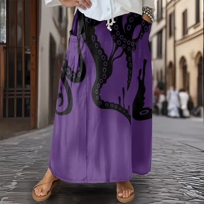 Jupe d'été longueur cheville pour femmes, style Boho, Maxi, mode, robe de mer profonde, poches, déco