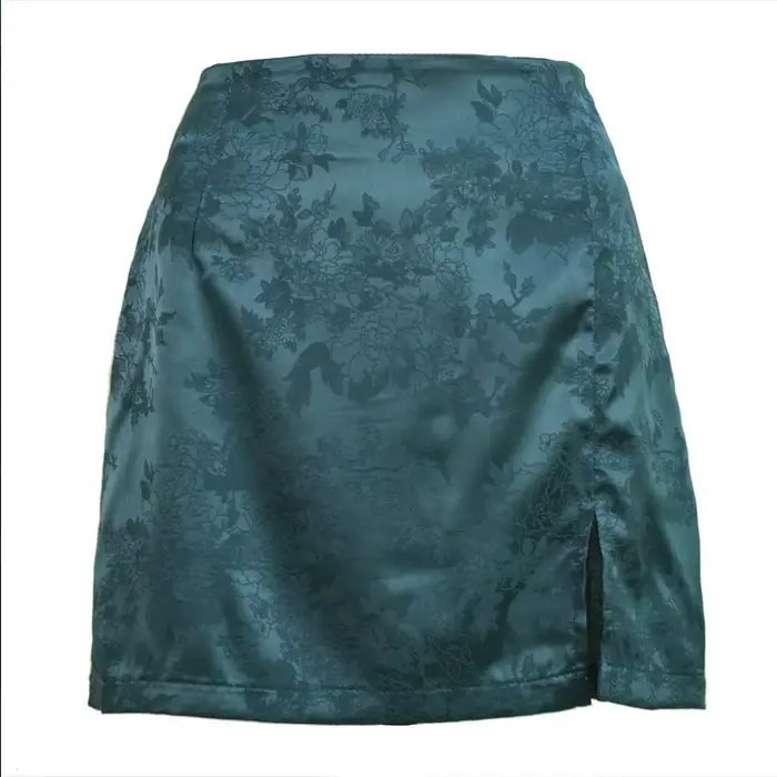 Femmes fête danse scène porter rose Sexy Satin jupe mode Mini imprimé fleuri jupes femme fête danse 