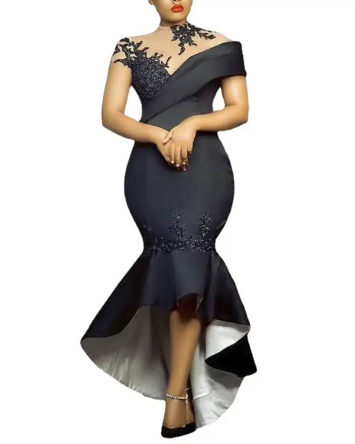 Robe longue élégante sans manches coupe sirène col roulé pour femmes à la mode été 2026 occasions spéciales soirée mariage