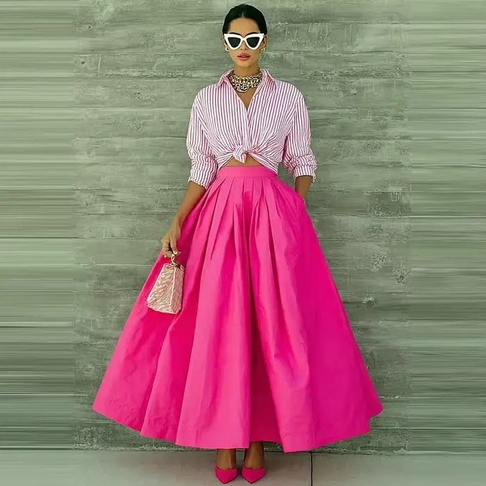 Jupe longue maxi fuchsia pour femme