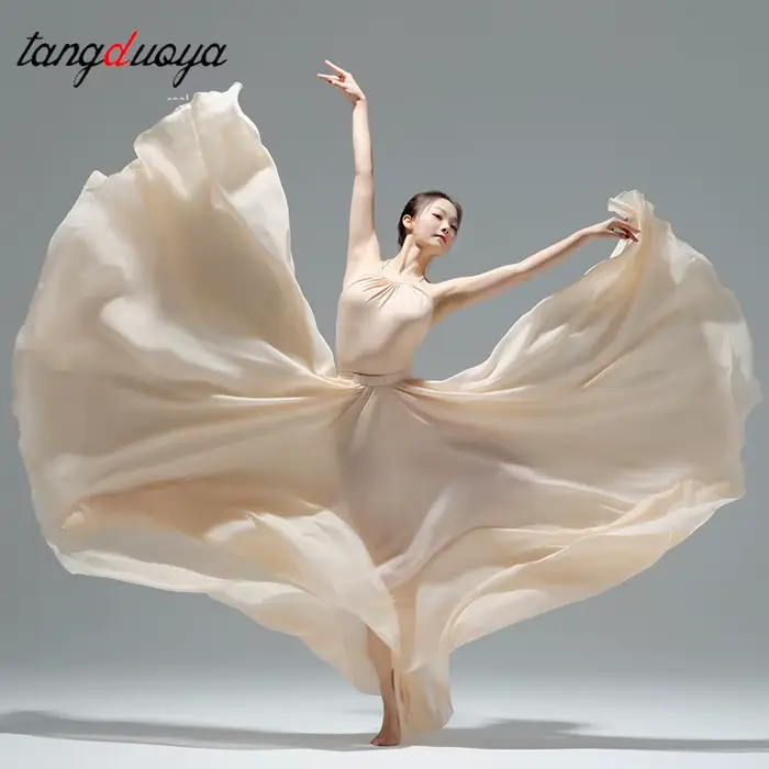 720 Degree Korean Dance Skirt For Women Full Length Tulle Chiffon Half Length Skirt Dance Performance Costume ```