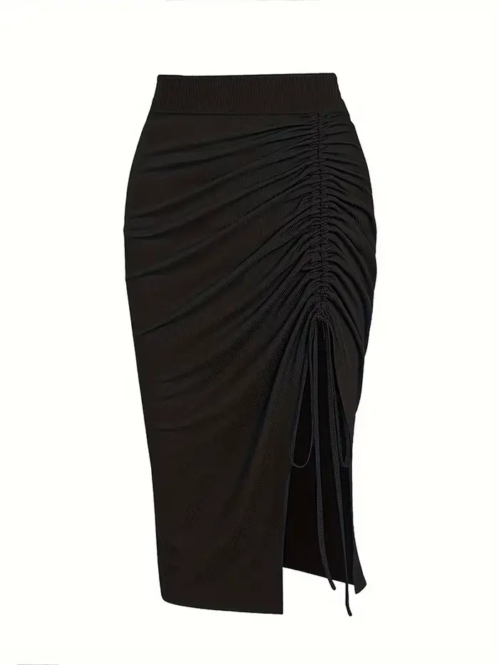 Jupe fendue froncée avec cordon de serrage de proximité pour femmes