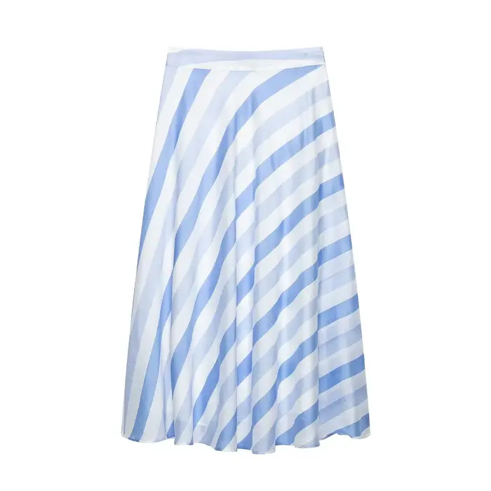 Jupe rayée élégante pour femme, couleurs contrastées, chic et décontractée, coupe trapèze, nouvelle