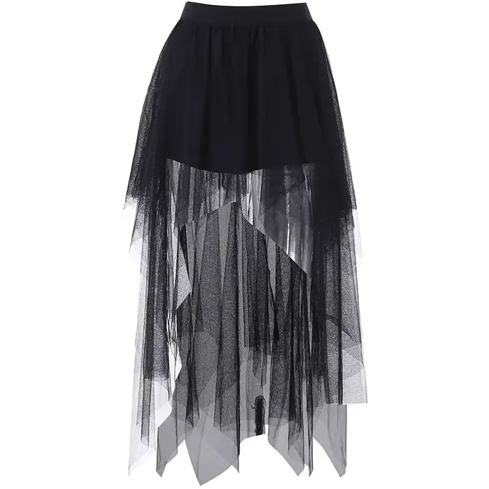 Jupe irrégulière taille haute en fil de filet pour femmes, jupes décontractées polyvalentes de Style