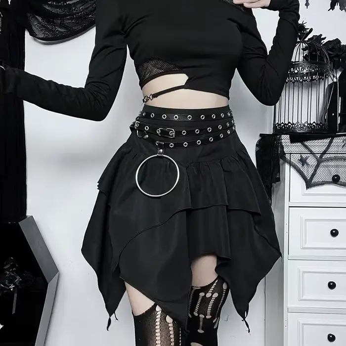 Mode d'été jupes courtes nouvelles femmes Sexy gothique Punk