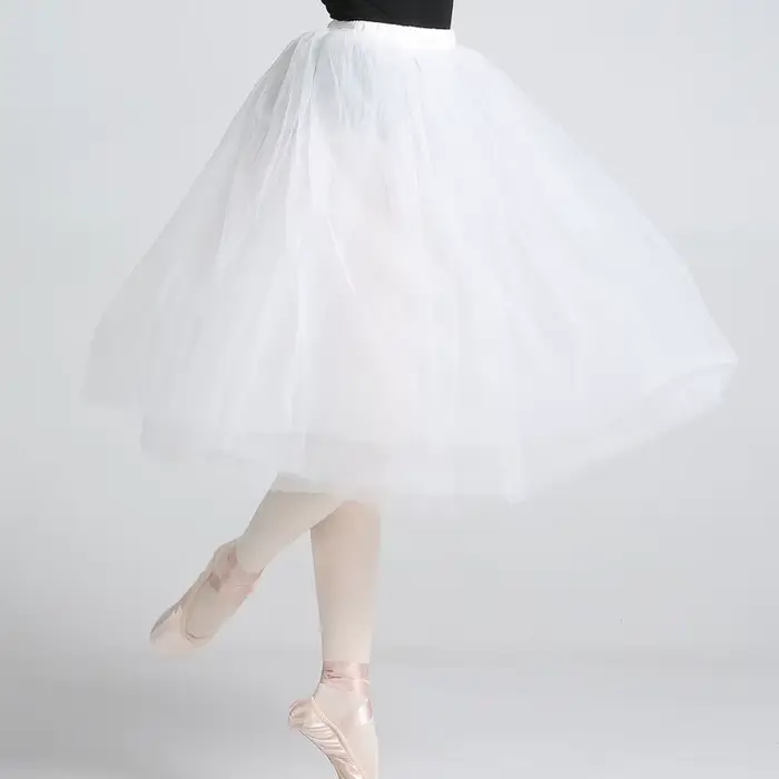 Jupe de danse de ballet en tulle blanc et noir à 4 couches pour adultes, tutu, jupons moelleux, jupe