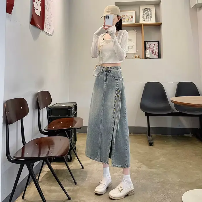 Nouvelle jupe en jean chinoise pour femme