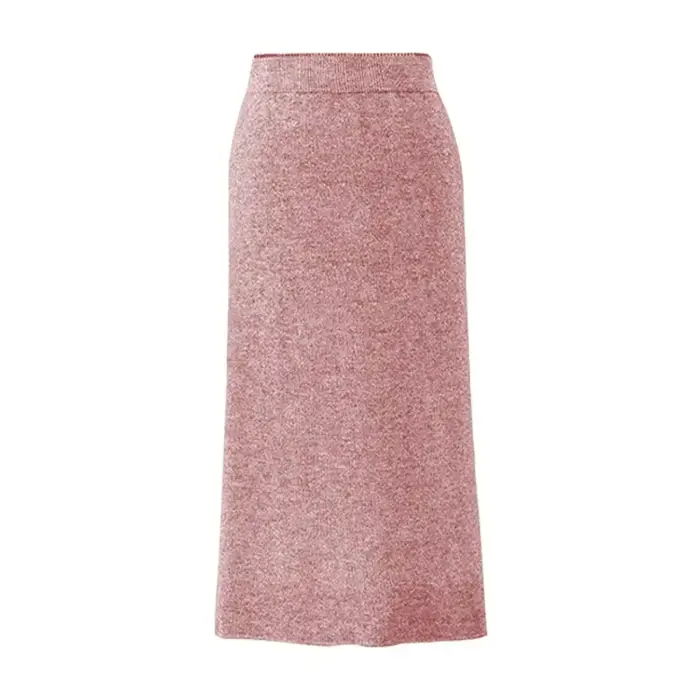 Jupe moulante en tricot pour femmes, longueur moyenne, taille haute, épaisse, fente latérale, longue