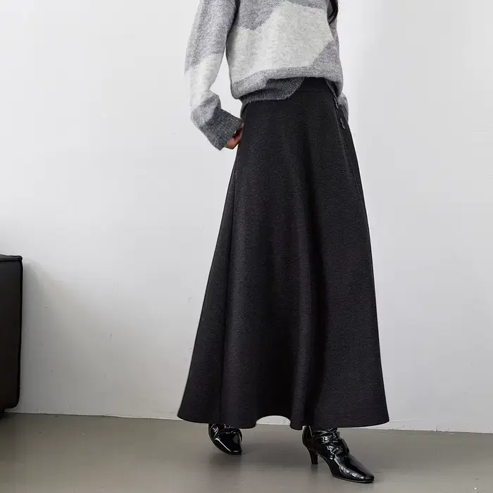 Jupes longues VIMLY pour femme, collection Hiver 2026, décontractées, taille haute, coupe trapèze, b