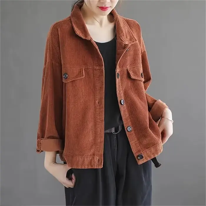 Veste Courte en Velours Côtelé pour Femme Printemps Automne 2026 – Nouvelle