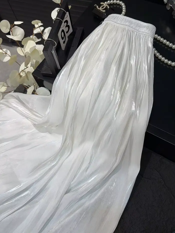 Jupe plissée pour femme, style rétro occidental, taille haute, coupe trapèze, en mousseline de soie 