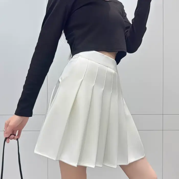 Jupe plissée à taille élastique, style preppy, avec poches, décontractée, mode estivale, pour femme,