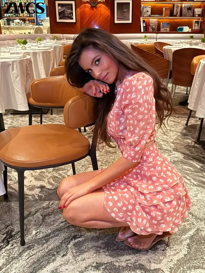 Ensemble 2 pièces jupe courte à volants imprimé floral pour femme