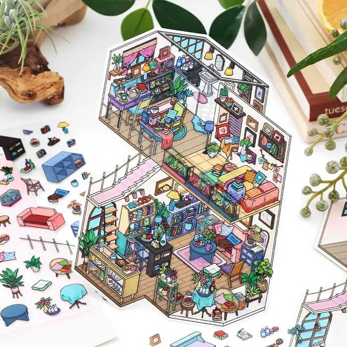 Kawaii Sunshine Coast 3D ma petite maison paysage autocollant bricolage poche cabine scène Halloween jouets pour enfants cadeaux