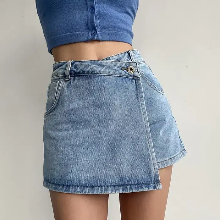 Jupe en jean taille haute amincissante pour femme