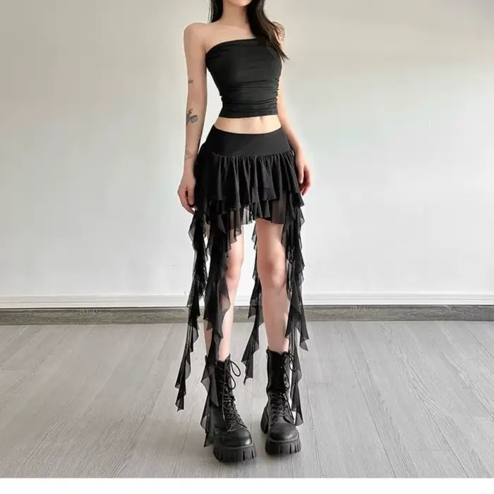 Jupe-short asymétrique bohème taille haute pour femme