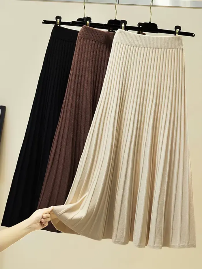 Jupe tricotée vintage décontractée en coton et viscose pour femmes, style streetwear, automne-hiver