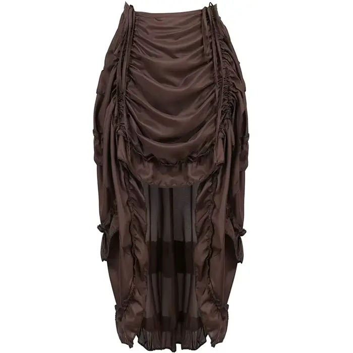 Jupe longue gothique Vintage pour femmes, Sexy, à volants hauts et bas, élastique, Corset plissé, St