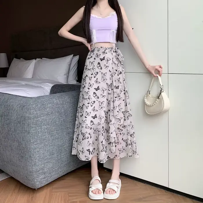Jupe florale à volants originale de l'atelier Jia Shu