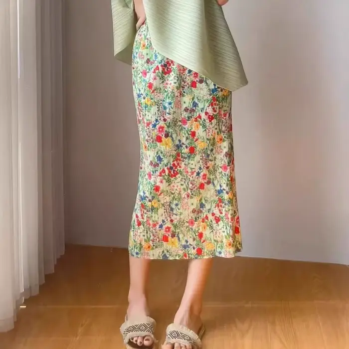 Jupe plissée Miyake 2026 Nouvelle collection été, imprimé numérique, simple, décontractée, élégante,