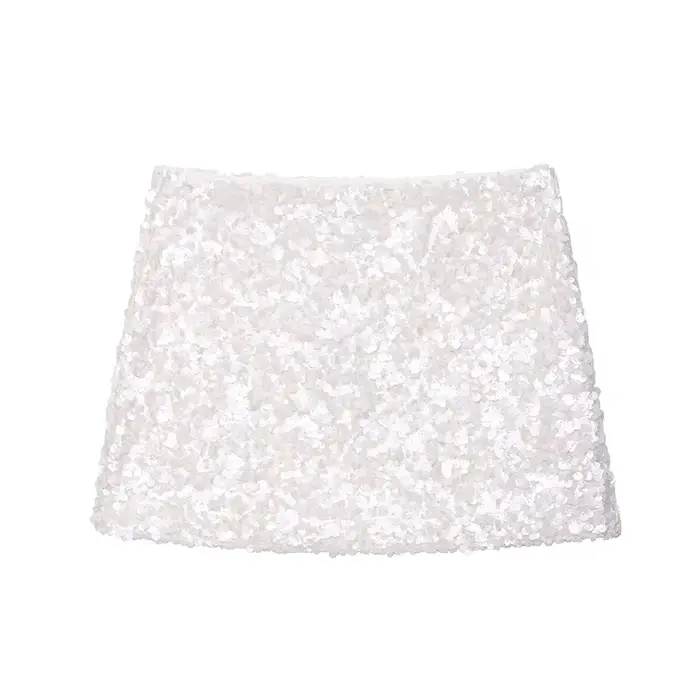 Ensemble deux pièces pour femme avec strass scintillants, haut asymétrique à franges et short taille