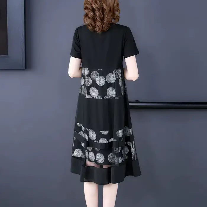 Robe imprimée à manches courtes pour femmes