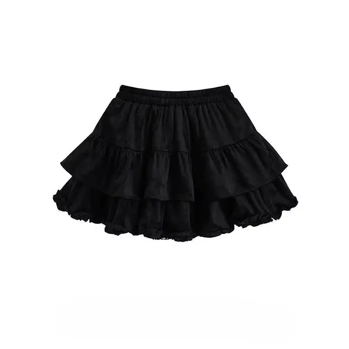 Jupe mi-longue style gâteau à ourlet à volants pour filles