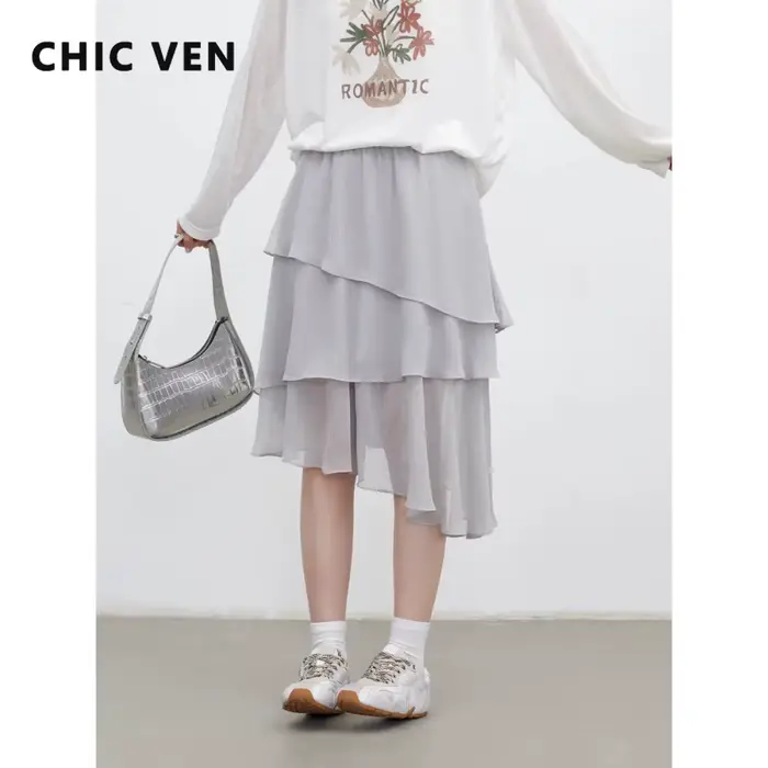 CHIC VEN Nouvelle Jupe Femme Design Innovant Taille Élastique