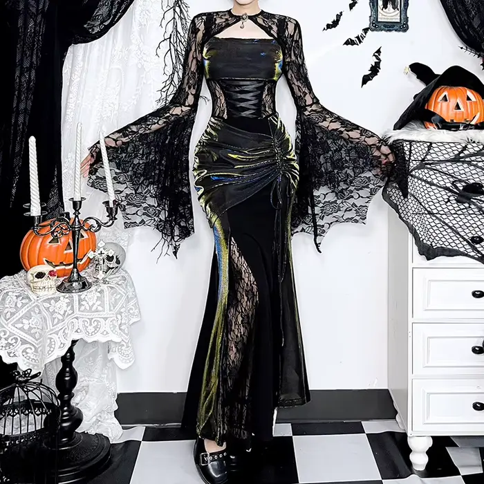 Robe longue gothique noire pour femmes