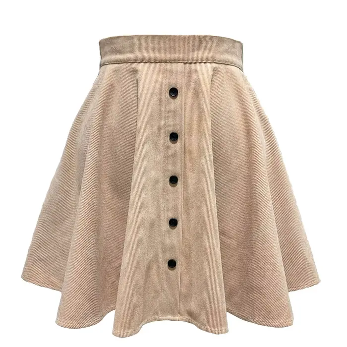 Jupe en velours côtelé pour femmes, mode automne hiver, taille haute, simple boutonnage, Streetwear 
