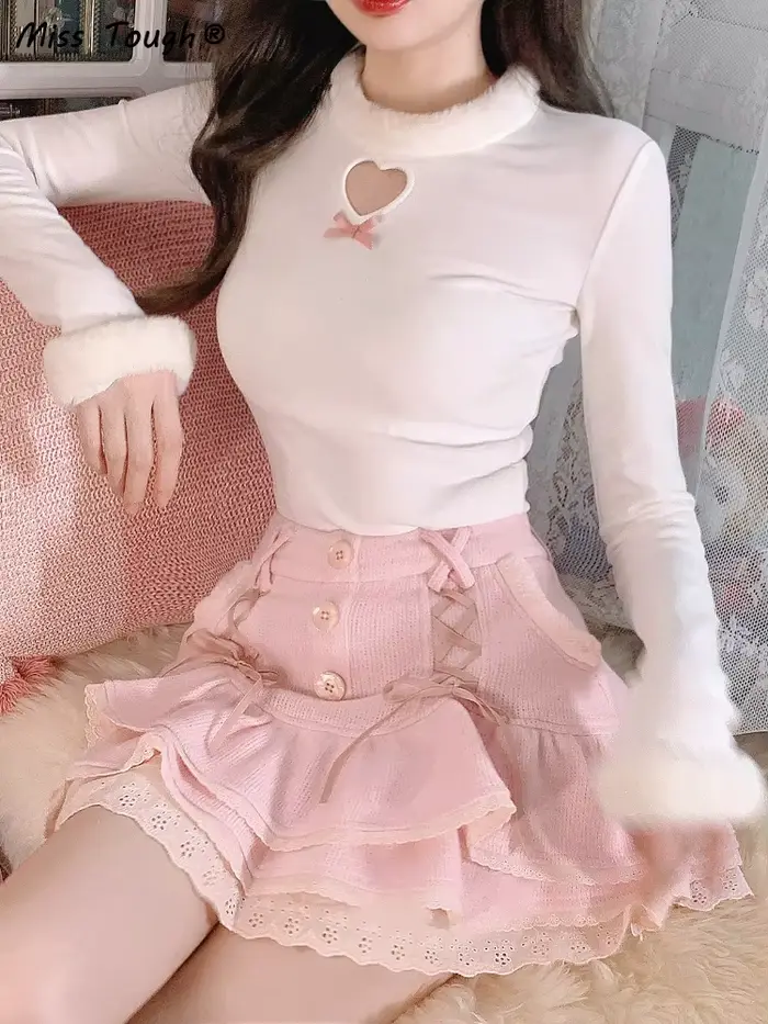 Mini jupe japonaise Sweet Lolita décontractée et élégante Kawaii en coton et polyester pour femmes, coupe régulière, style Sweet Lolita, multi-saisons, pour les jeunes femmes