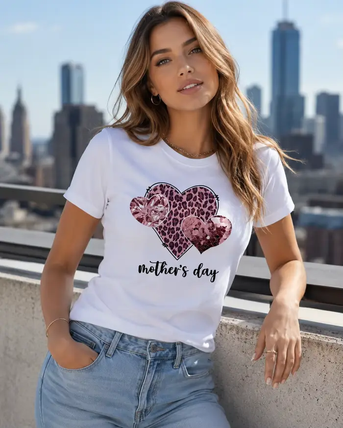 T-shirt imprimé léopard et cœur