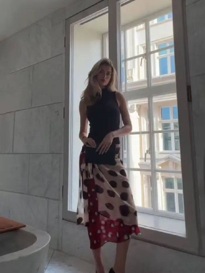 Jupe portefeuille vintage bicolore à pois en polyester chic et décontractée pour femmes, idéale pour les vacances d'été, la plage et le bureau