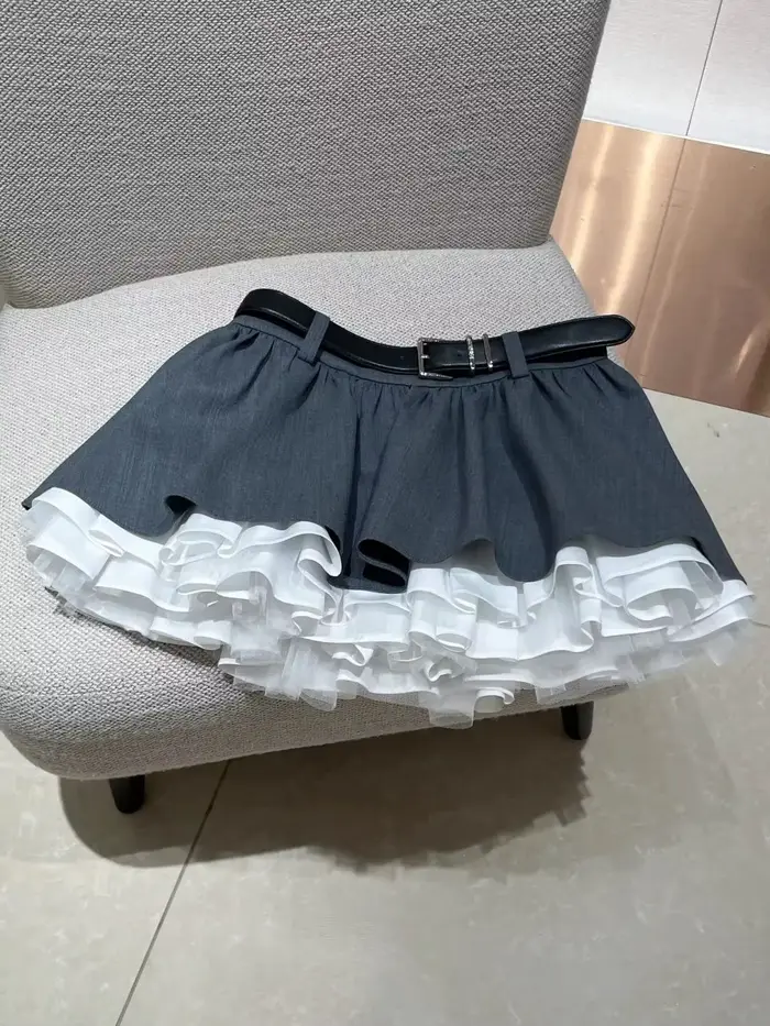 Jupe-culotte grise bouffante