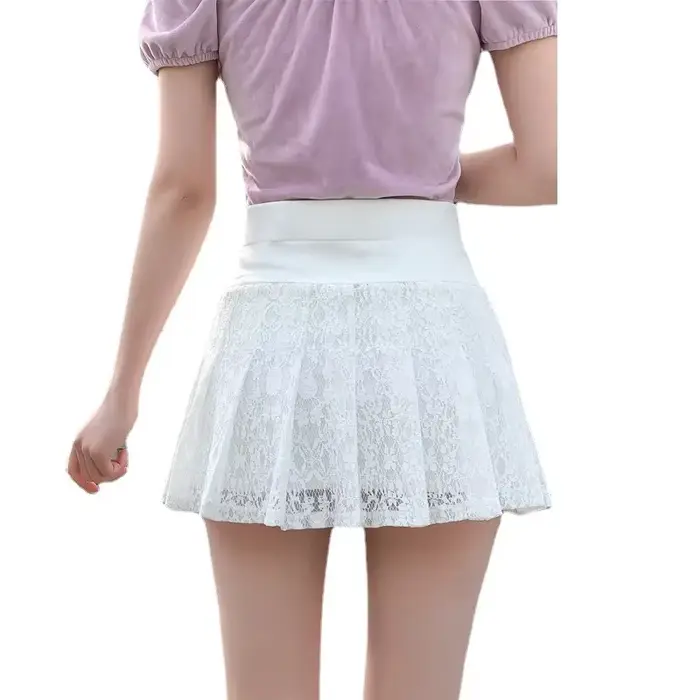 Mini-jupe en dentelle, jupe d'été taille haute pour femme
