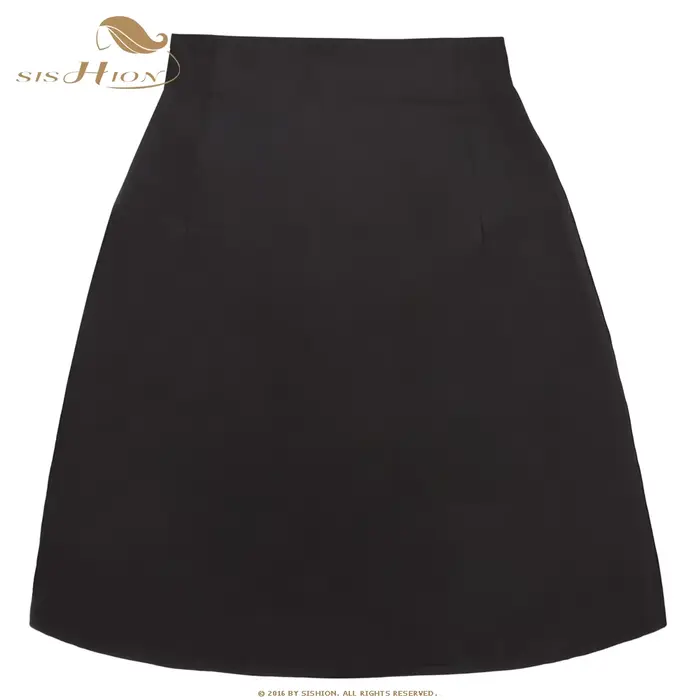 SISHION coton Sexy jupe noire SS0008 taille haute Vintage couleur unie Mini jupe jupe femme 2025 fem