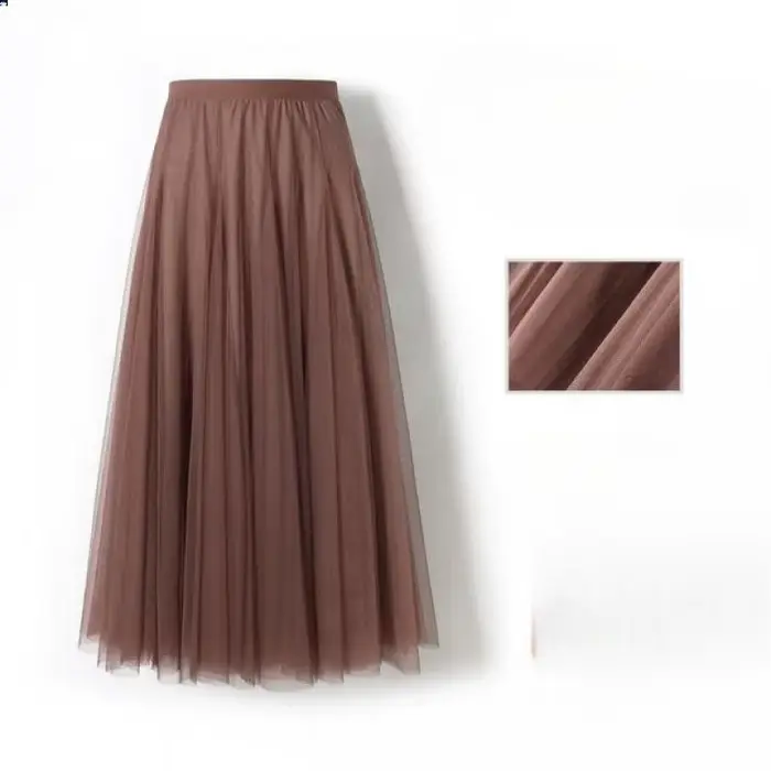Jupe plissée évasée en mousseline polyester pour femmes style féerique longueur mi-longue occasions spéciales et quotidiennes