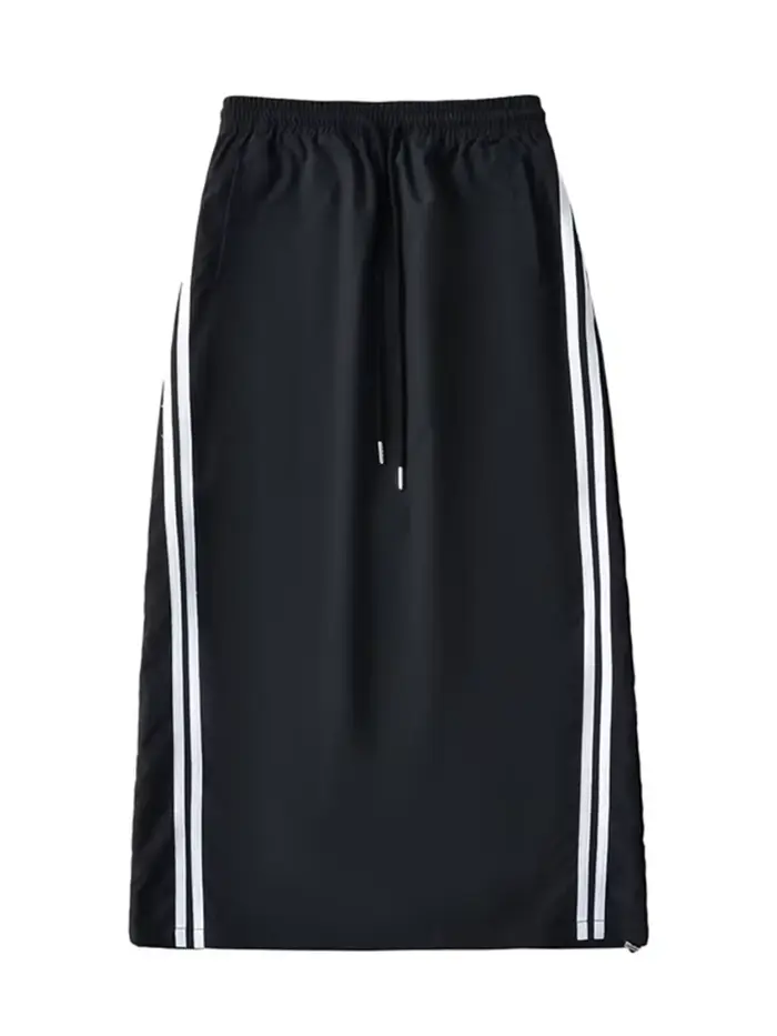 Femmes rue fille chaude jupe 2024 été taille élastique cordon rayé ample a-ligne décontracté Sport Style femme jupes à jambes larges