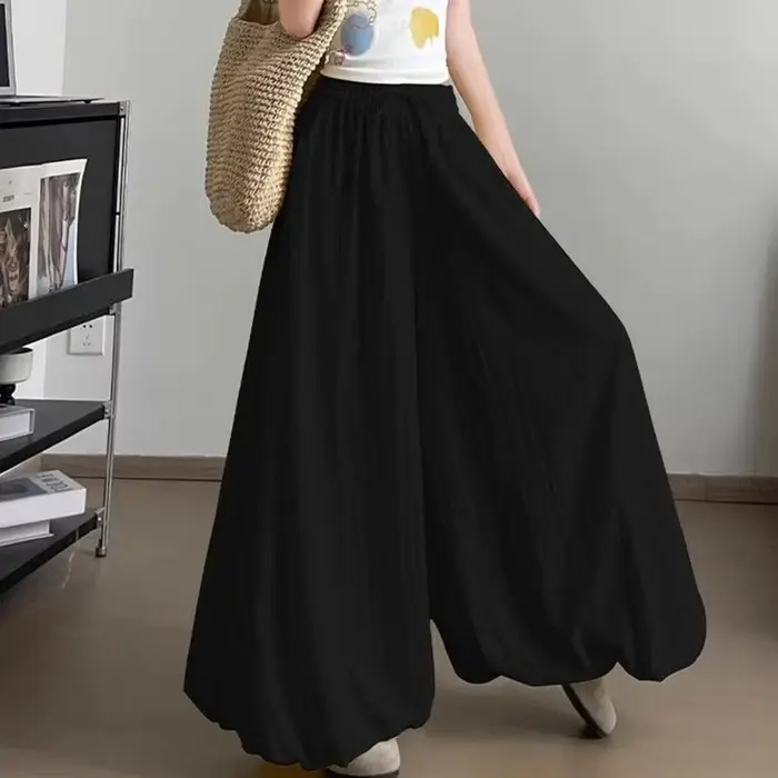 Pantalon Jupe Jaune à Motifs Floraux pour Femme