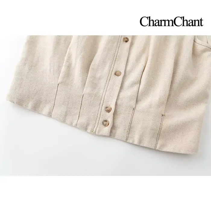 CHARMCHANT Ensemble jupe élégante en lin pour femme