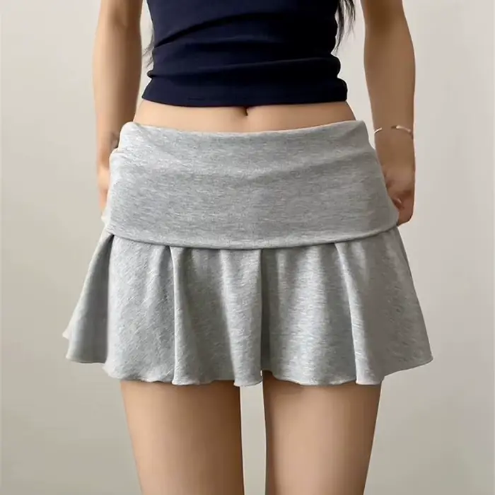 Jupe froncée retournée à la taille pour femmes athlétiques, courte, décontractée, polyester et coton, printemps été, pour sorties et golf