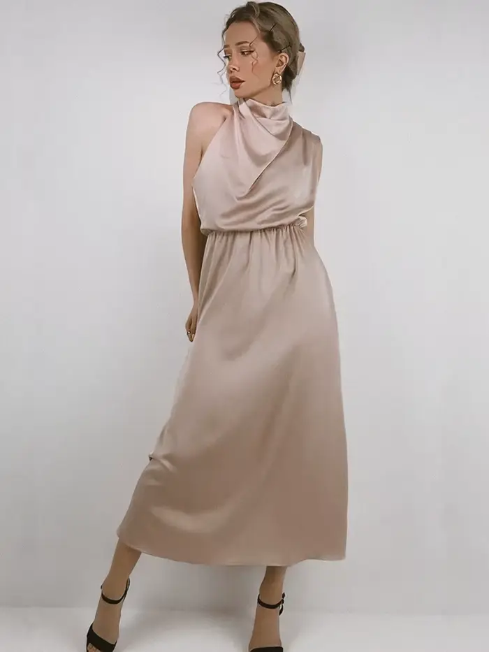Robe longue d'été en Satin de soie pour femmes