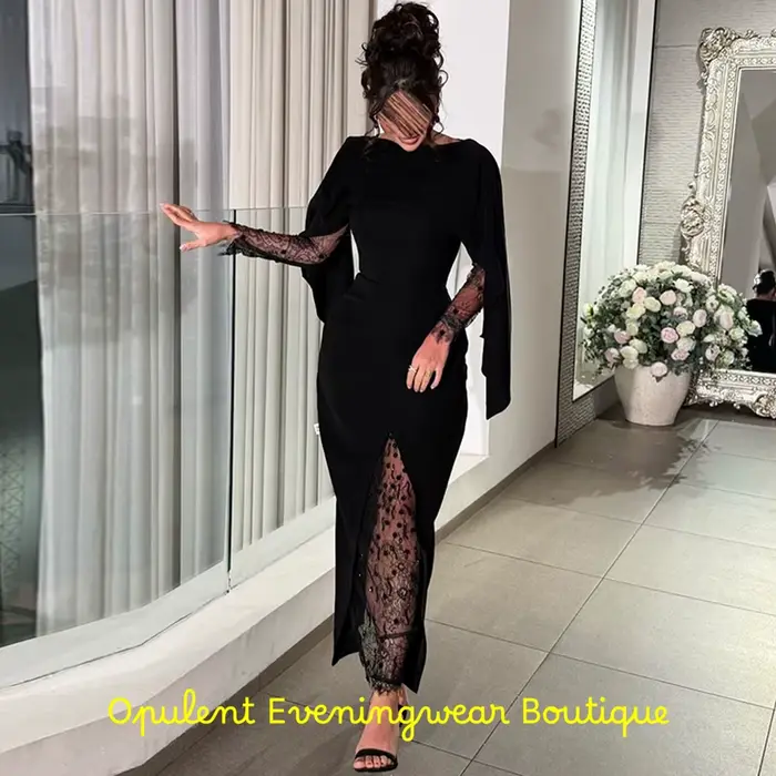 Robe de soirée simple en jersey noir