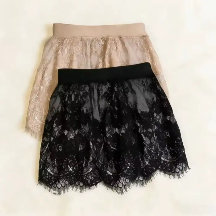 Mini-jupe sexy transparente en dentelle et résille