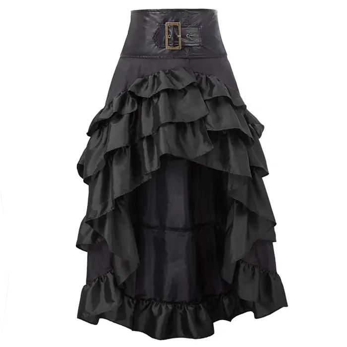 Jupes longues gothiques victoriennes asymétriques à volants pour femmes, jupe Corset, Steampunk Vint