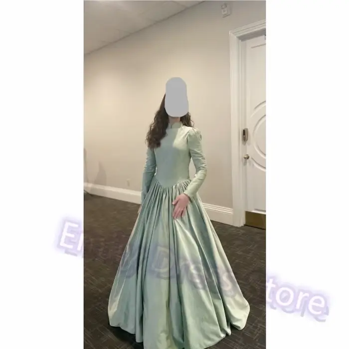 Robe de soirée en satin vert pour femme