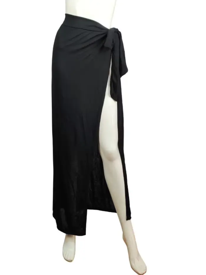 Jupe longue bandage à fente haute pour femmes, jupes mi-longues fendues taille haute, jupe de plage 